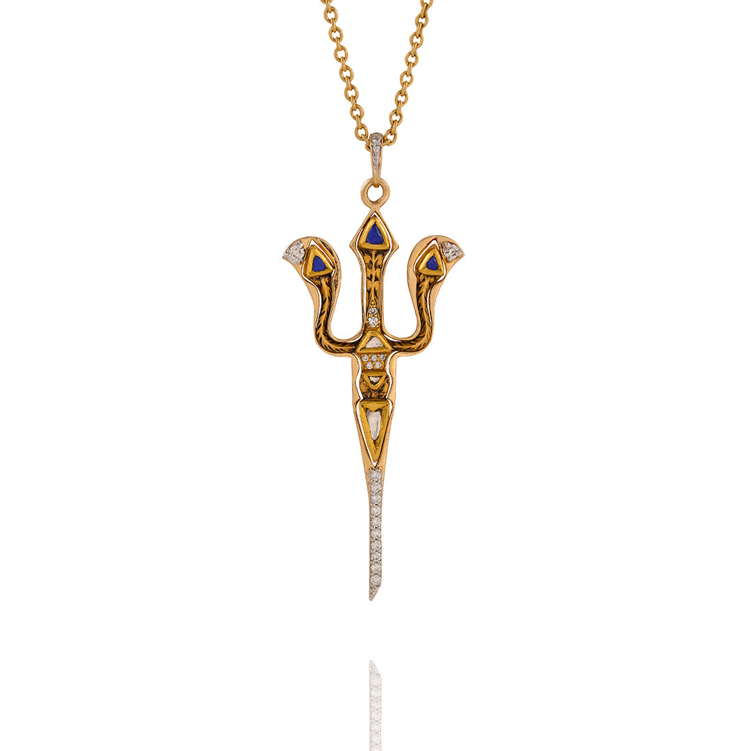 The Polki Kundan Tanzanite Trishul pendant (Gold-18kt)