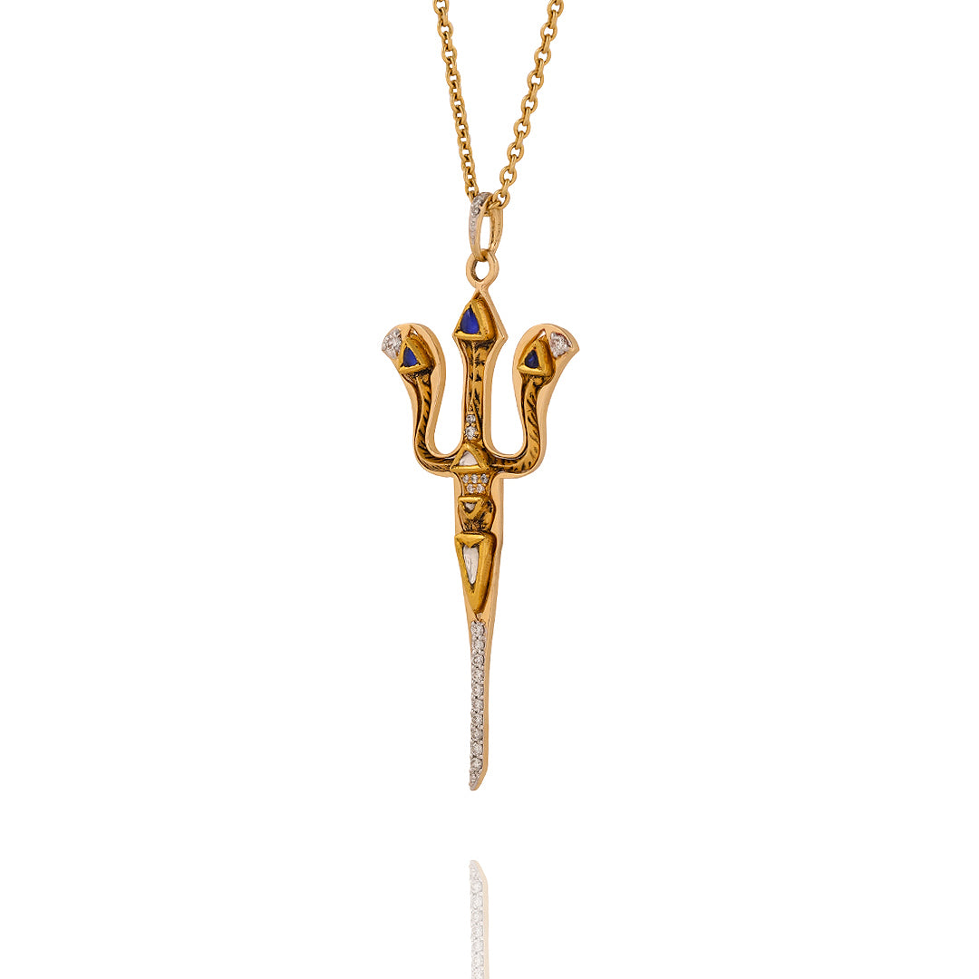The Polki Kundan Tanzanite Trishul pendant (Gold-18kt)