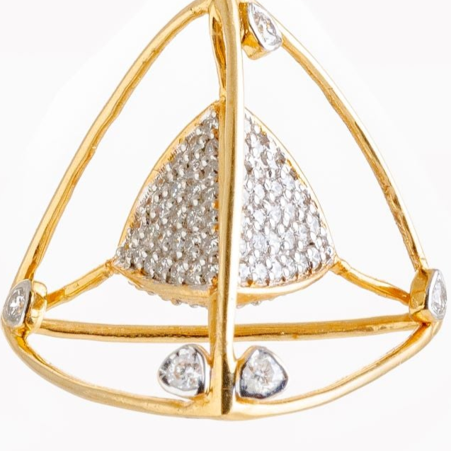 3 Space Collection Dangling Earrings (Gold & Diamond - 18kt)