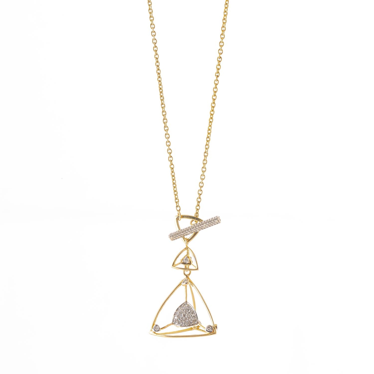 3 Space Collection Toggle Necklace (Gold & Diamond - 18kt)