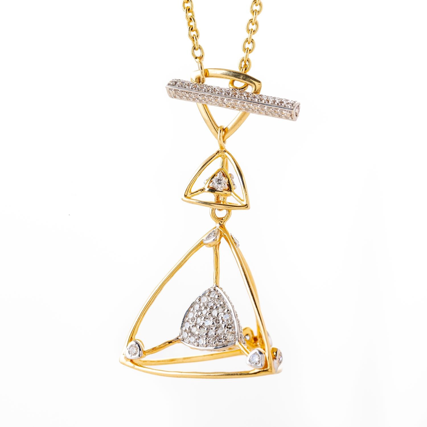 3 Space Collection Toggle Necklace (Gold & Diamond - 18kt)