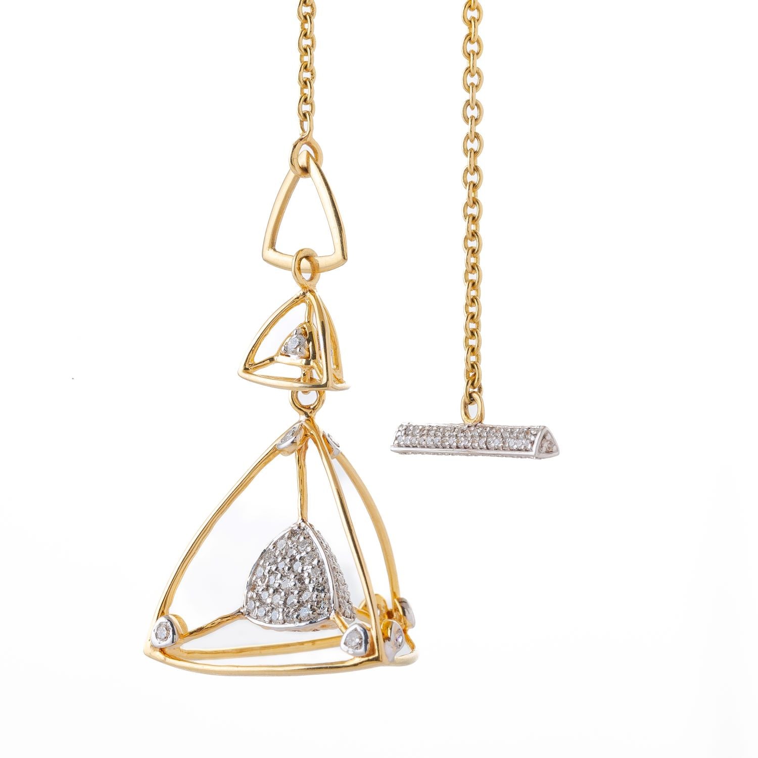 3 Space Collection Toggle Necklace (Gold & Diamond - 18kt)
