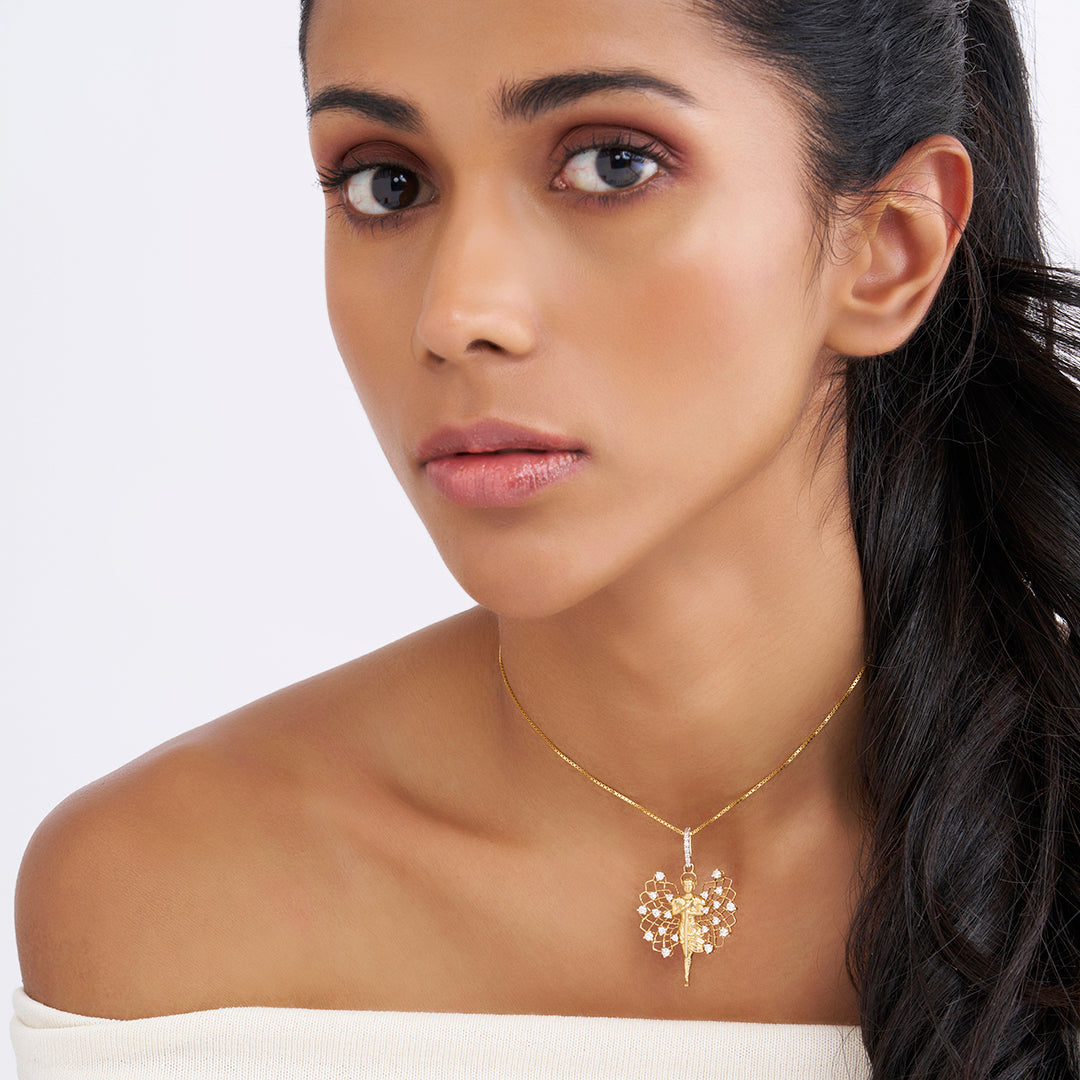Angel locket inspired by Arch Angel Micheal (18k Gold and Diamond-Pendant)