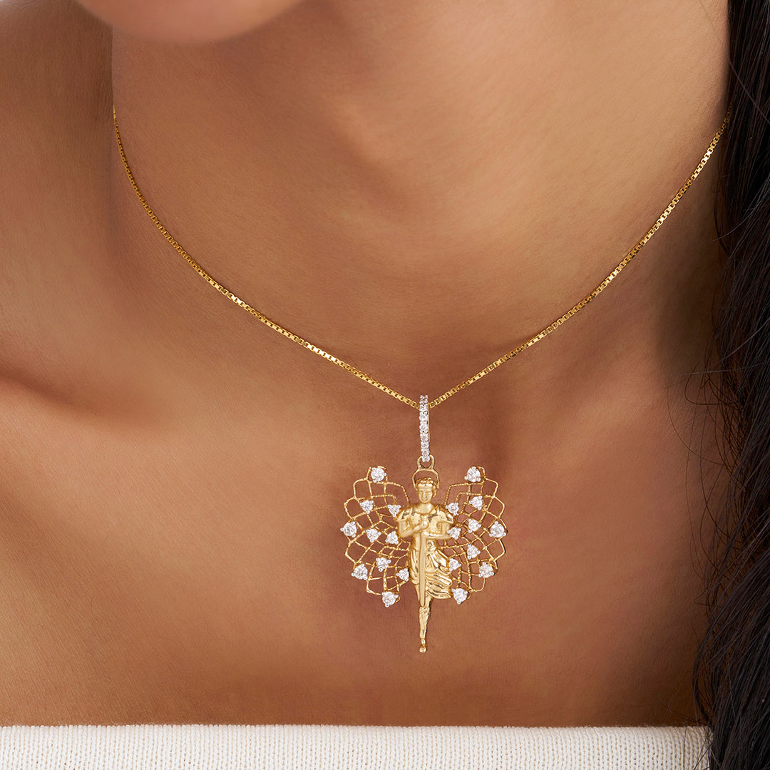 Angel locket inspired by Arch Angel Micheal (18k Gold and Diamond-Pendant)