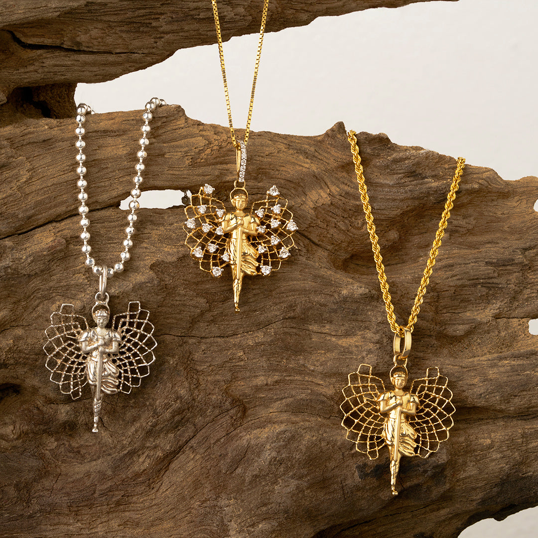 Angel locket inspired by Arch Angel Micheal (Gold-Pendant)