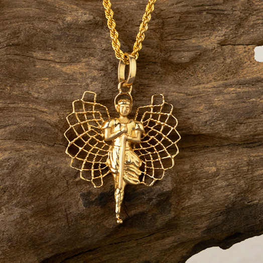 Angel locket inspired by Arch Angel Micheal (Gold-Pendant)