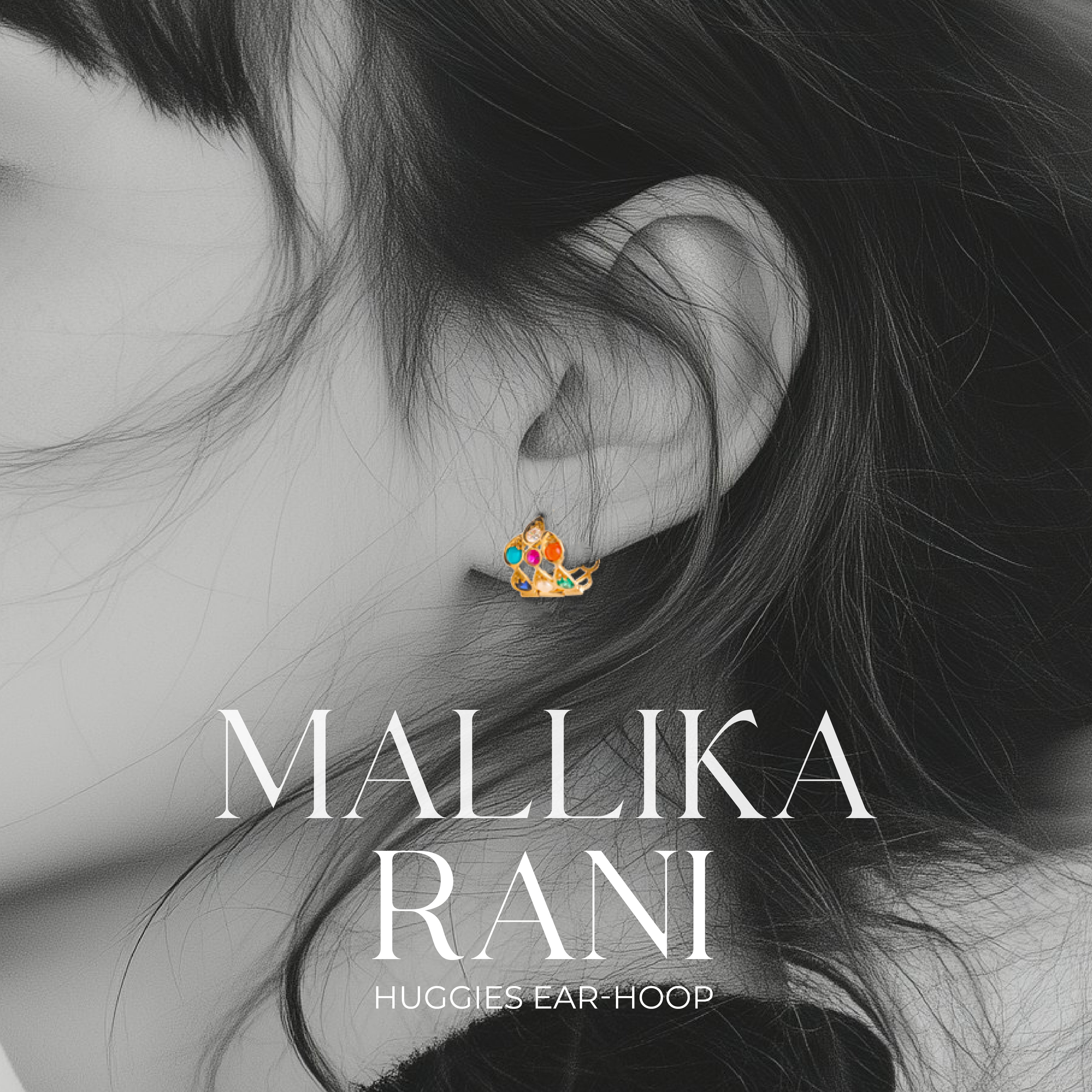 Mallika Rani Small Earhoops (18k Yelllow Gold With Real Gemstones)