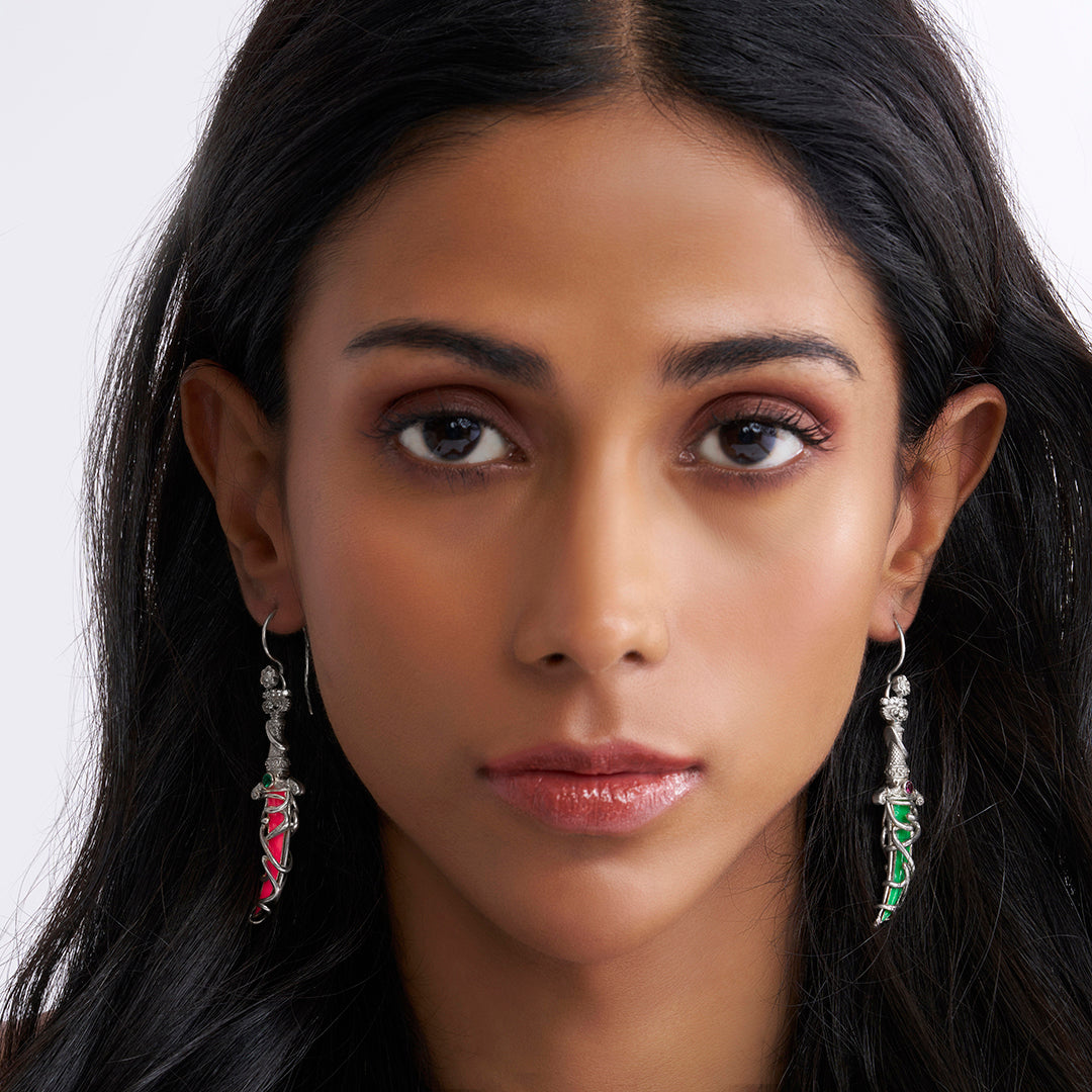 Kirpan Inspired Earrings (Silver)