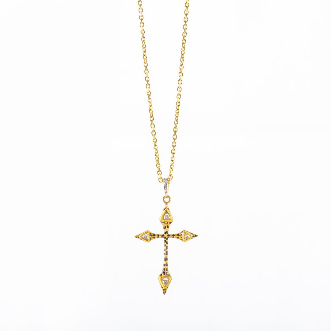 The Polki Kundan Cross pendant (Gold 22k)