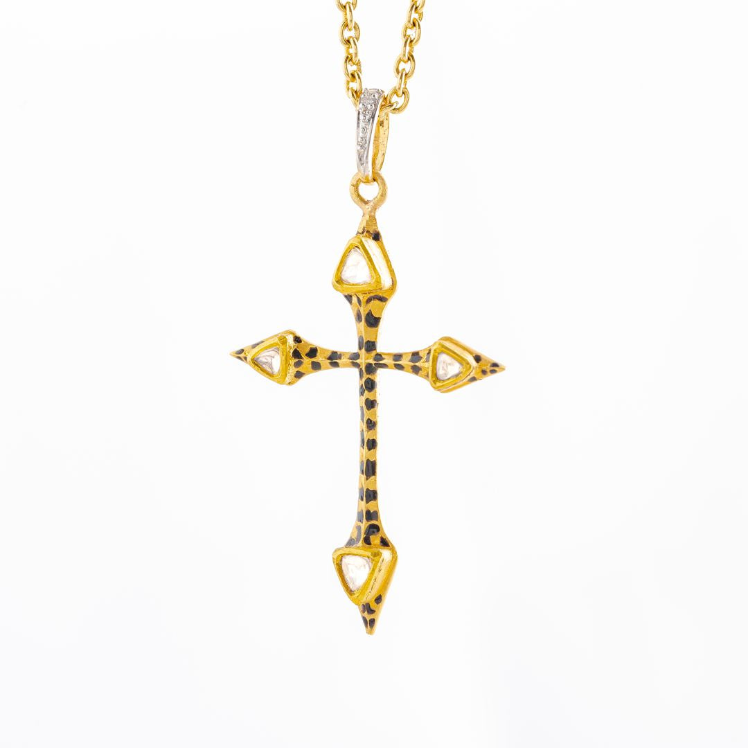 The Polki Kundan Cross pendant (Gold 22k)