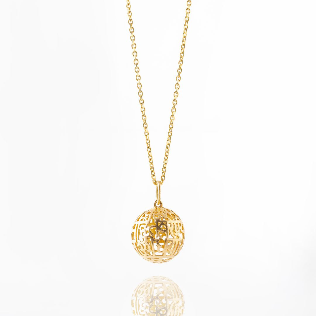 Gayatri Mantra Pendant Globe (Large-Gold)