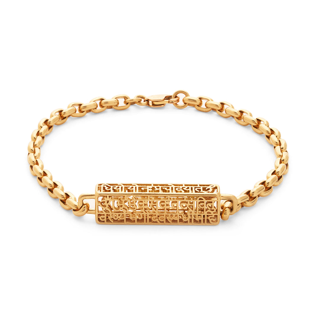 Gayatri Mantra Cuboid Chain Bracelet (18K-Gold)