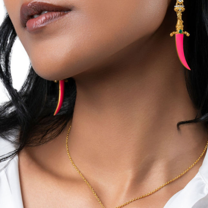 Kirpan Inspired Earrings (Gold-18KT) ( Without Jacket)