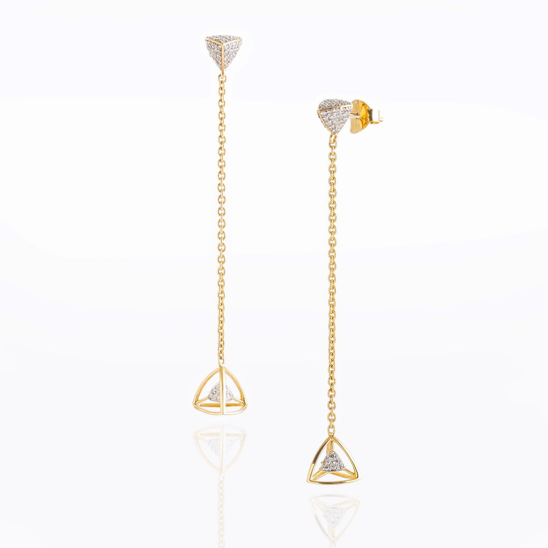 3 Space Collection Shoulder-Duster Earring (Gold &amp; Diamond - 18kt)