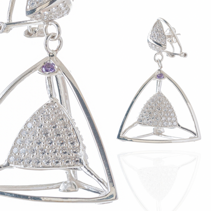 3 Space Galactic Halo Drop Earrings (925 Sterling Silver)