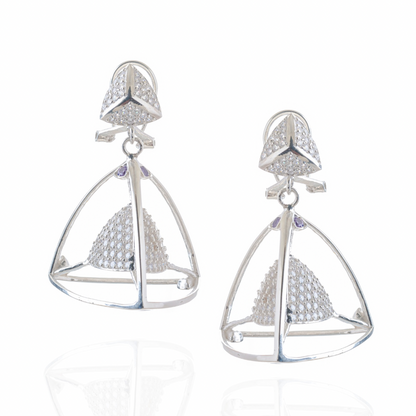 3 Space Galactic Halo Drop Earrings (925 Sterling Silver)