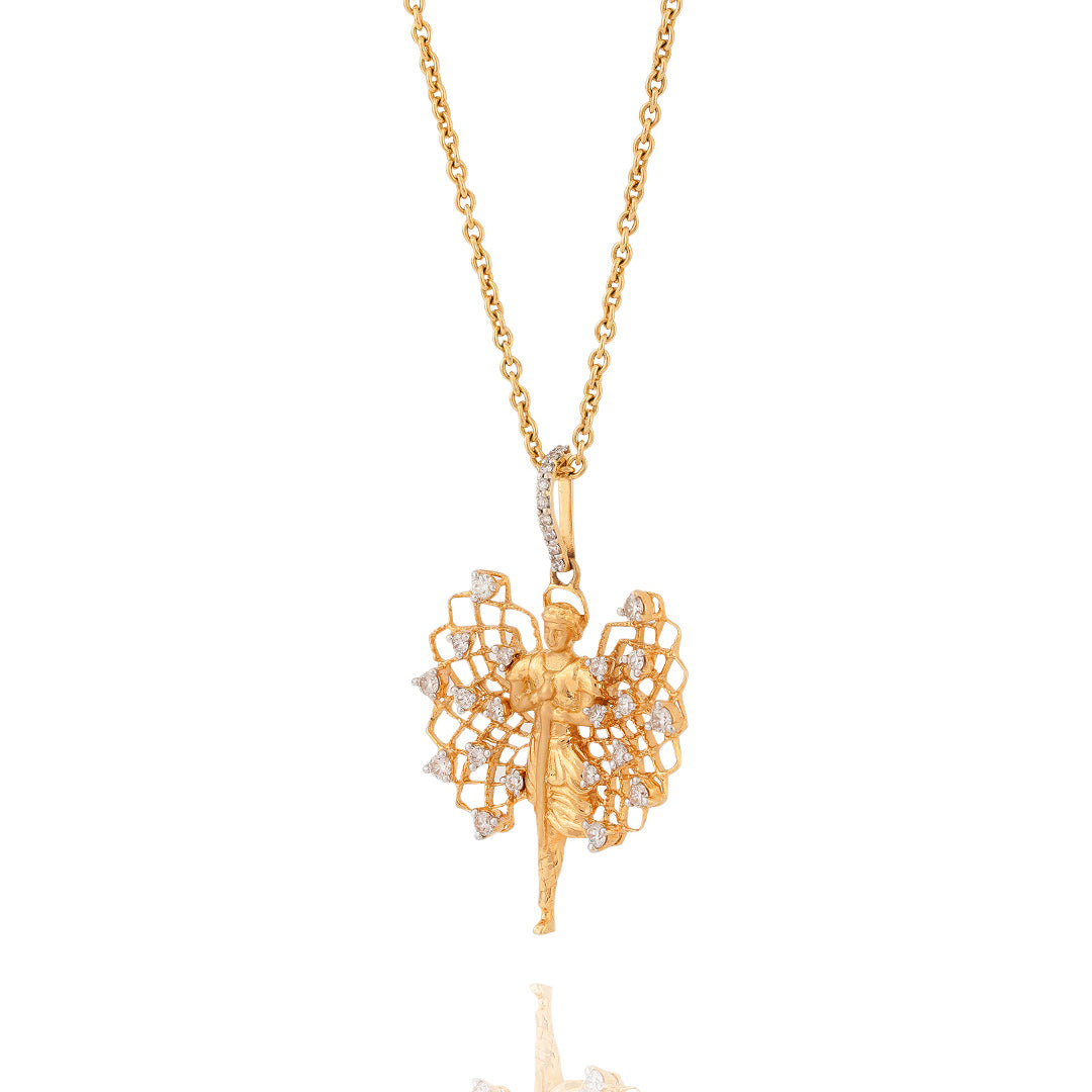 Angel locket inspired by Arch Angel Micheal (18k Gold and Diamond-Pendant)