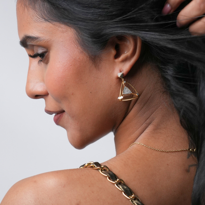 3 Space Collection Dangling Earrings (Gold &amp; Diamond - 18kt)