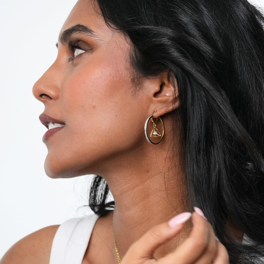 3 Space Collection Earrings (Gold &amp; Diamond - 18kt)