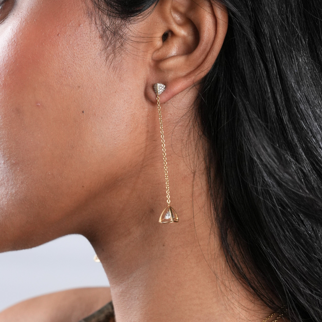 3 Space Collection Shoulder-Duster Earring (Gold &amp; Diamond - 18kt)