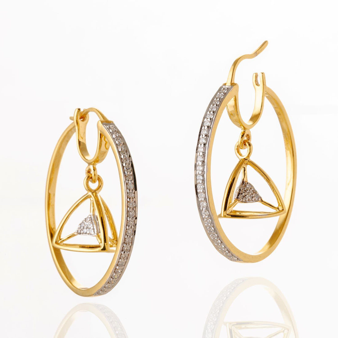 3 Space Collection Earrings (Gold &amp; Diamond - 18kt)
