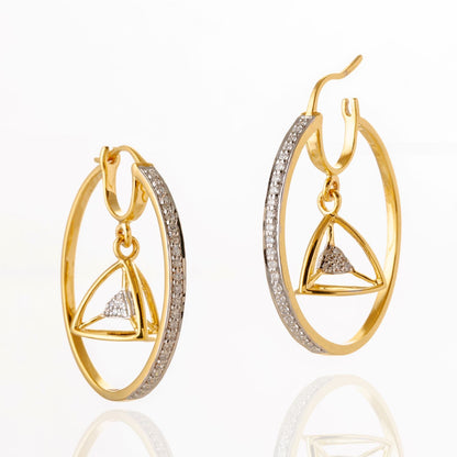 3 Space Collection Earrings (Gold &amp; Diamond - 18kt)