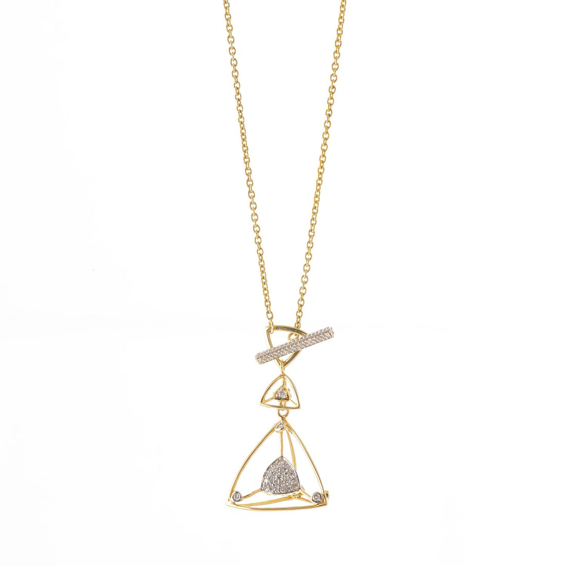3 Space Collection Toggle Necklace (Gold &amp; Diamond - 18kt)