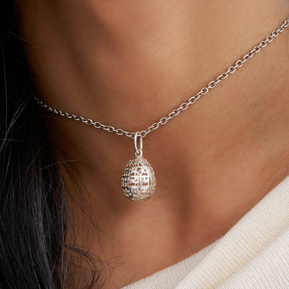 Maha Mrityunjaya Mantra Prayer ( pendant egg - Silver)