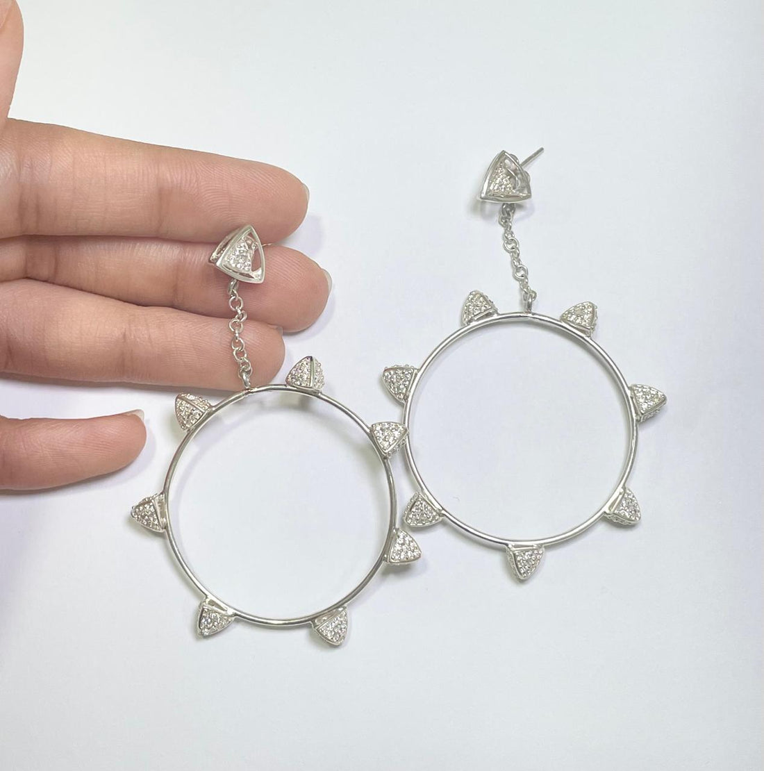3 Space Small Orbit-Halo Earrings (925 Sterling Silver)