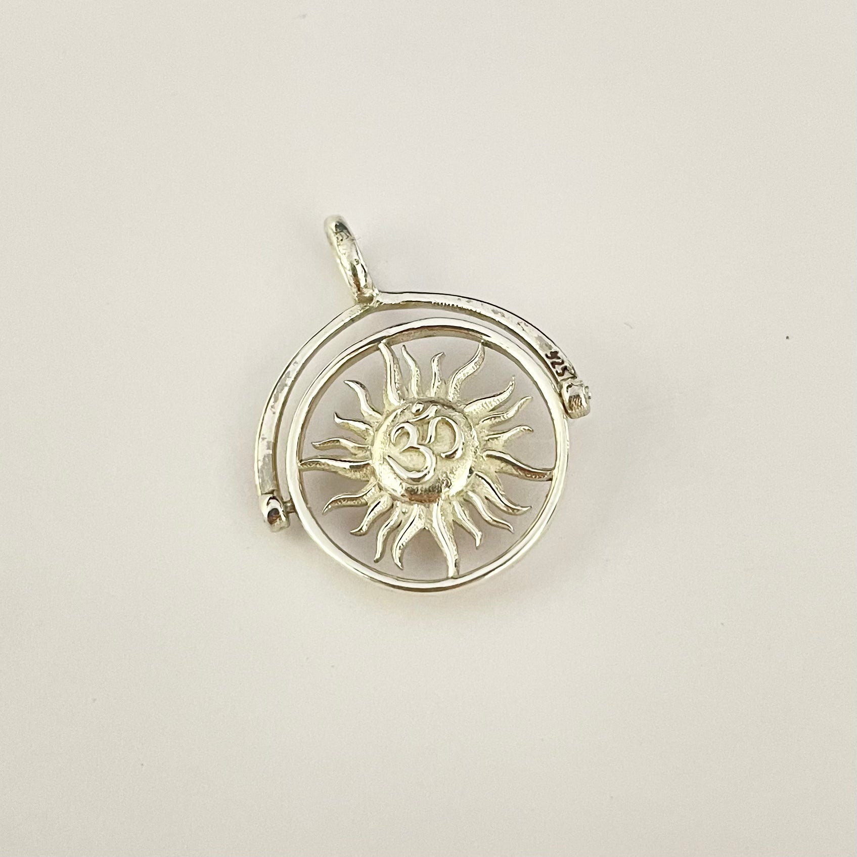Evil Eye / Om Sun Rotating Pendant (Sterling Silver 925)