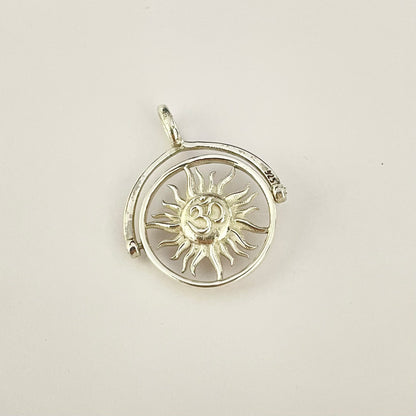 Evil Eye / Om Sun Rotating Pendant (Sterling Silver 925)
