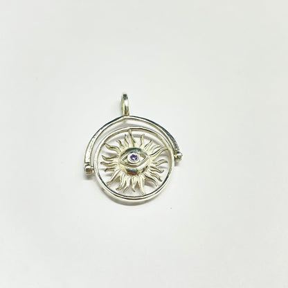 Evil Eye / Om Sun Rotating Pendant (Sterling Silver 925)