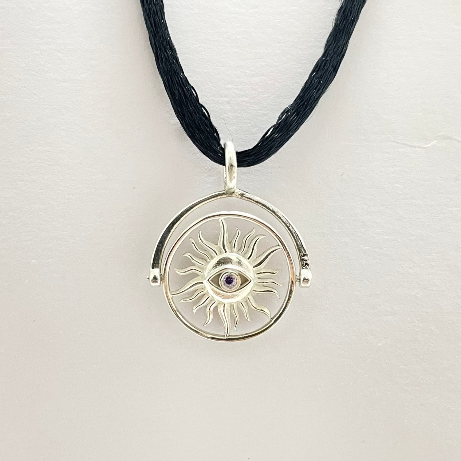 Evil Eye / Om Sun Rotating Pendant (Sterling Silver 925)