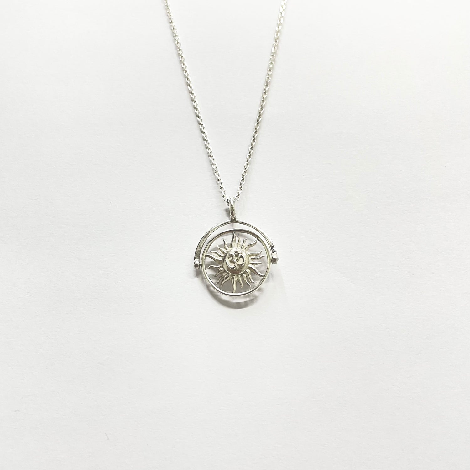 Evil Eye / Om Sun Rotating Pendant (Sterling Silver 925)