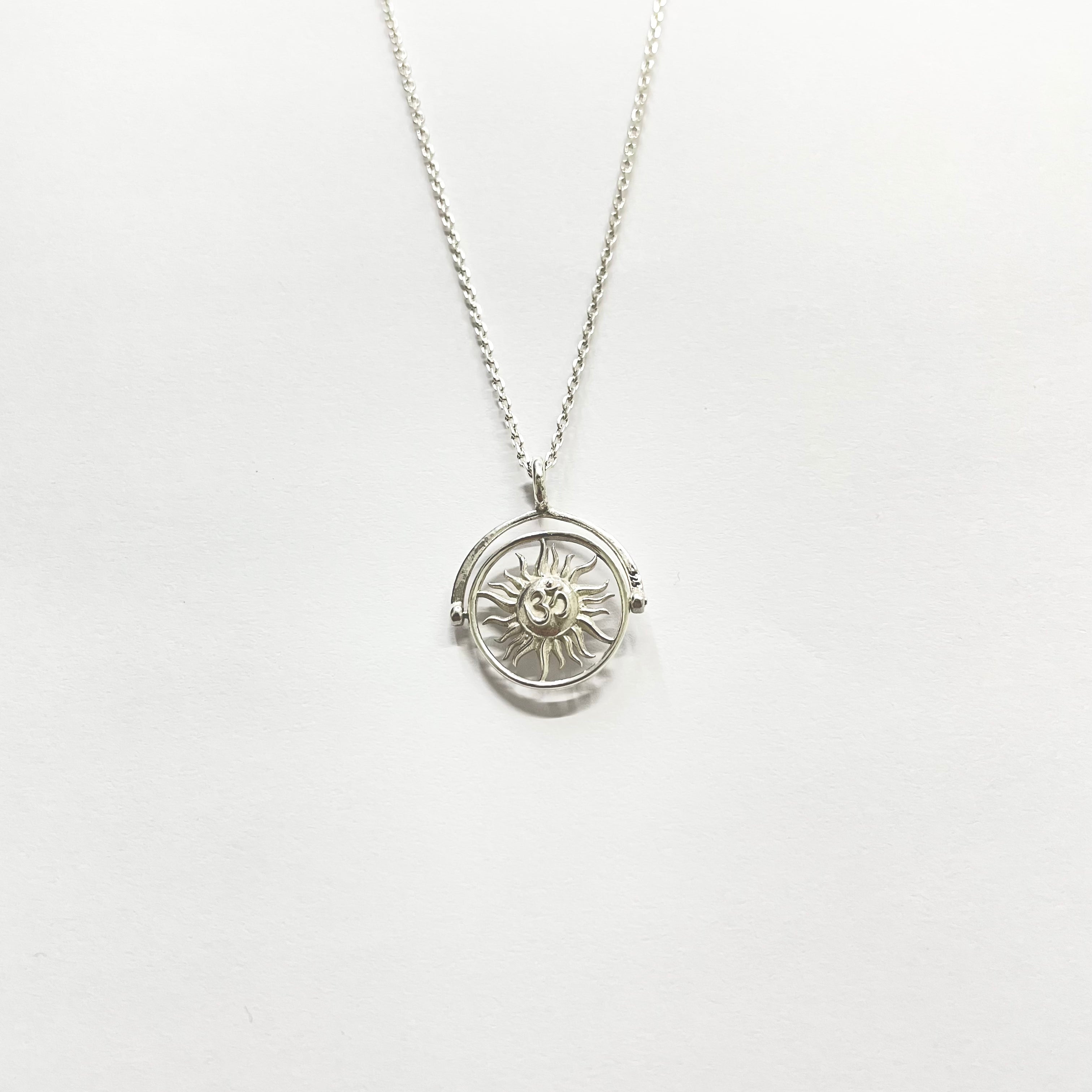 Evil Eye / Om Sun Rotating Pendant (Sterling Silver 925)