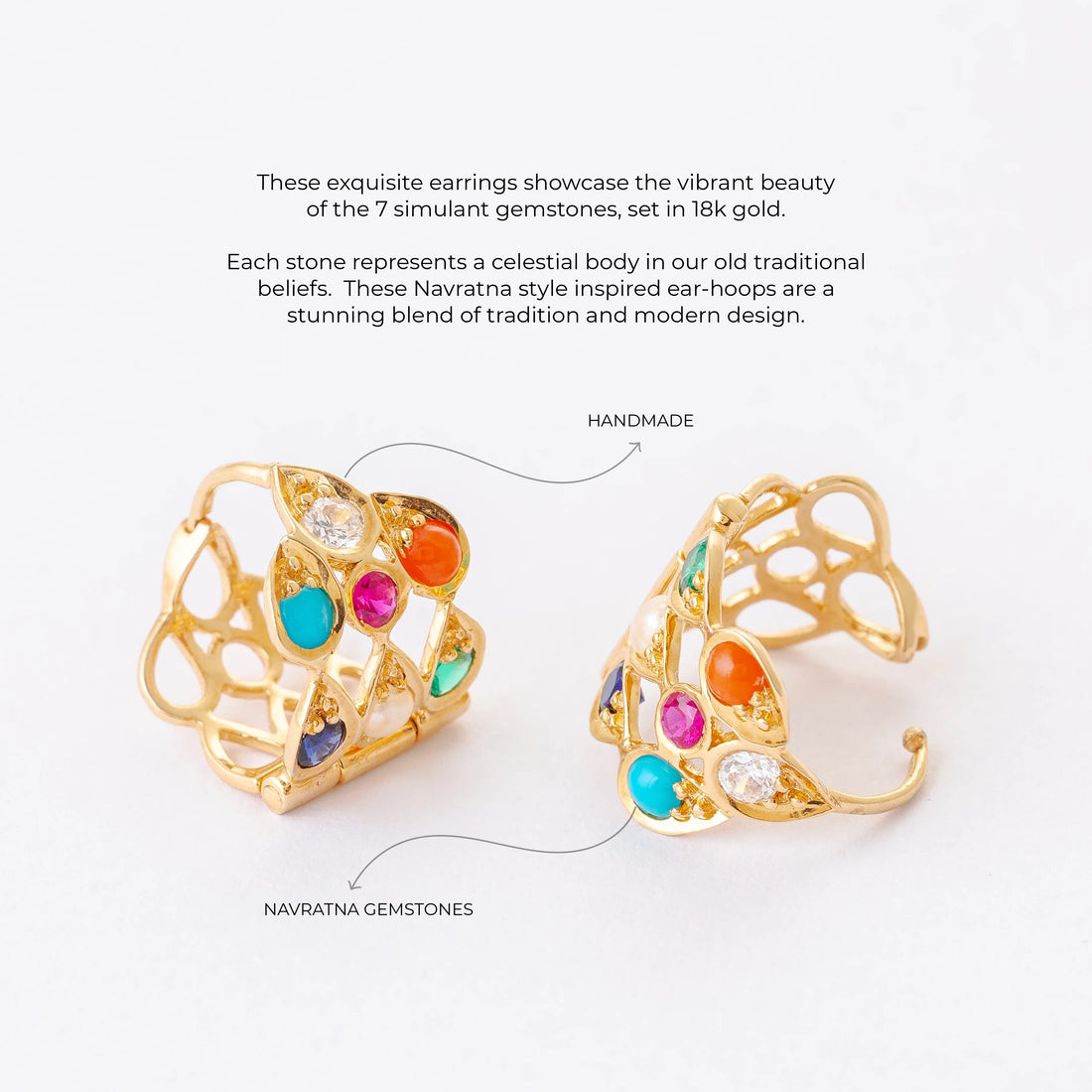 Mallika Rani Earhoops (18k Yelllow Gold With Natural Gems)