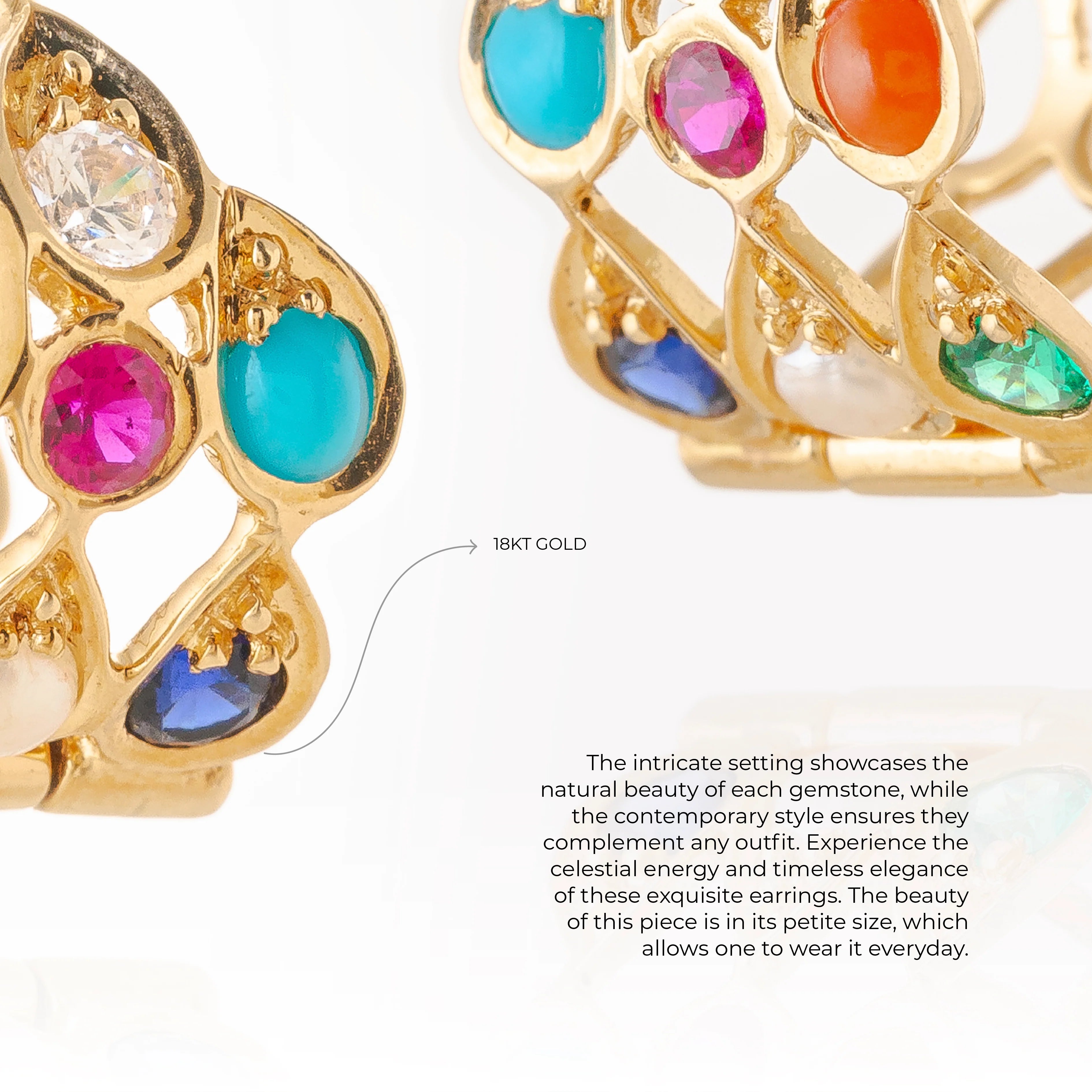 Mallika Rani Earhoops (18k Yelllow Gold With Natural Gems)