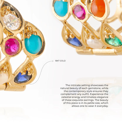 Mallika Rani Earhoops (18k Yelllow Gold With Natural Gems)