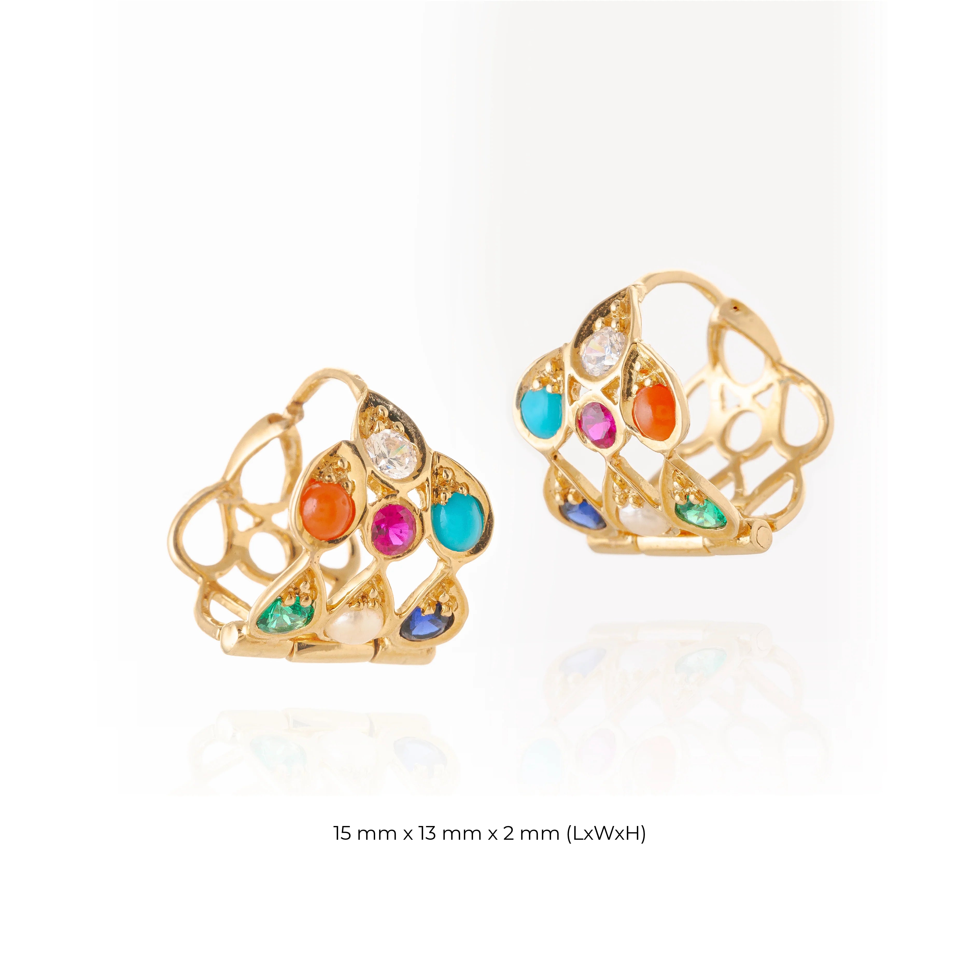 Mallika Rani Earhoops (18k Yelllow Gold With Natural Gems)