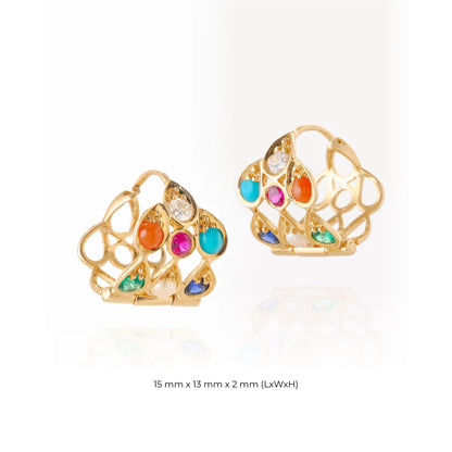 Mallika Rani Earhoops (18k Yelllow Gold With Natural Gems)