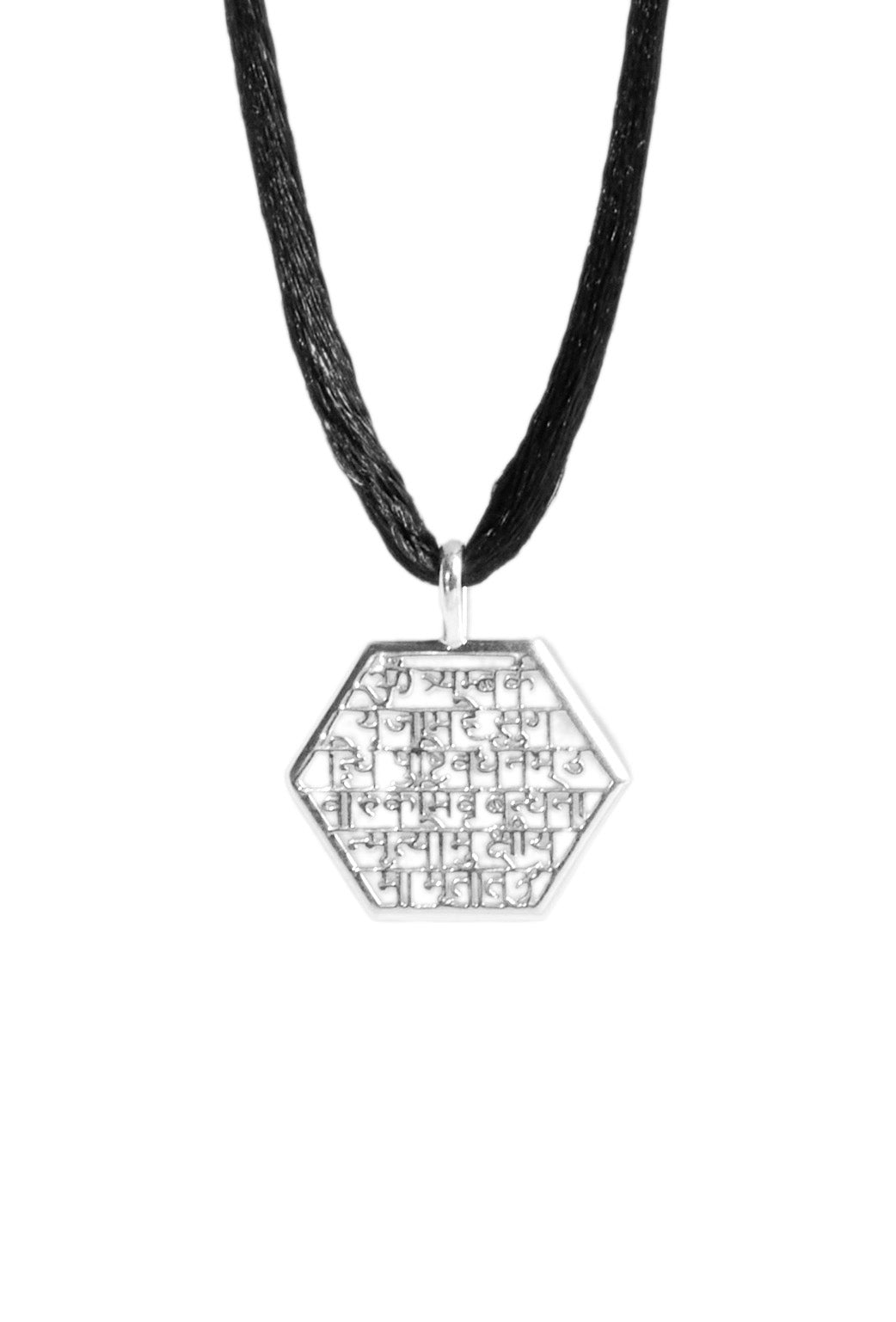 Maha Mrityunjaya Mantra Prayer Pendant (Hexagon - Silver)