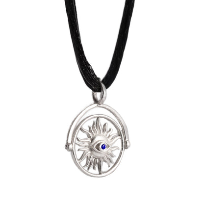 Evil Eye / Om Sun Rotating Pendant (Sterling Silver 925)