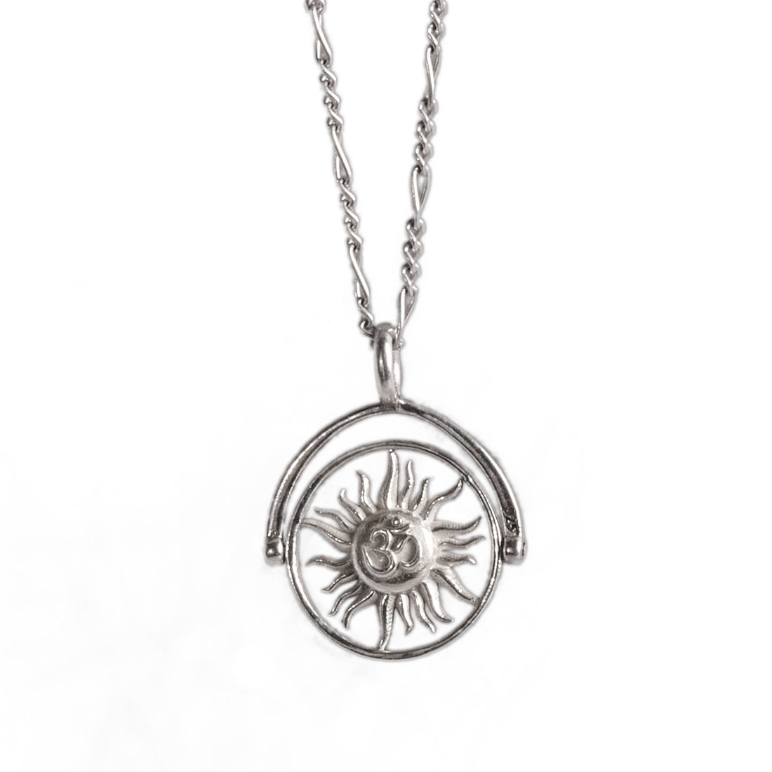 Evil Eye / Om Sun Rotating Pendant (Sterling Silver 925)