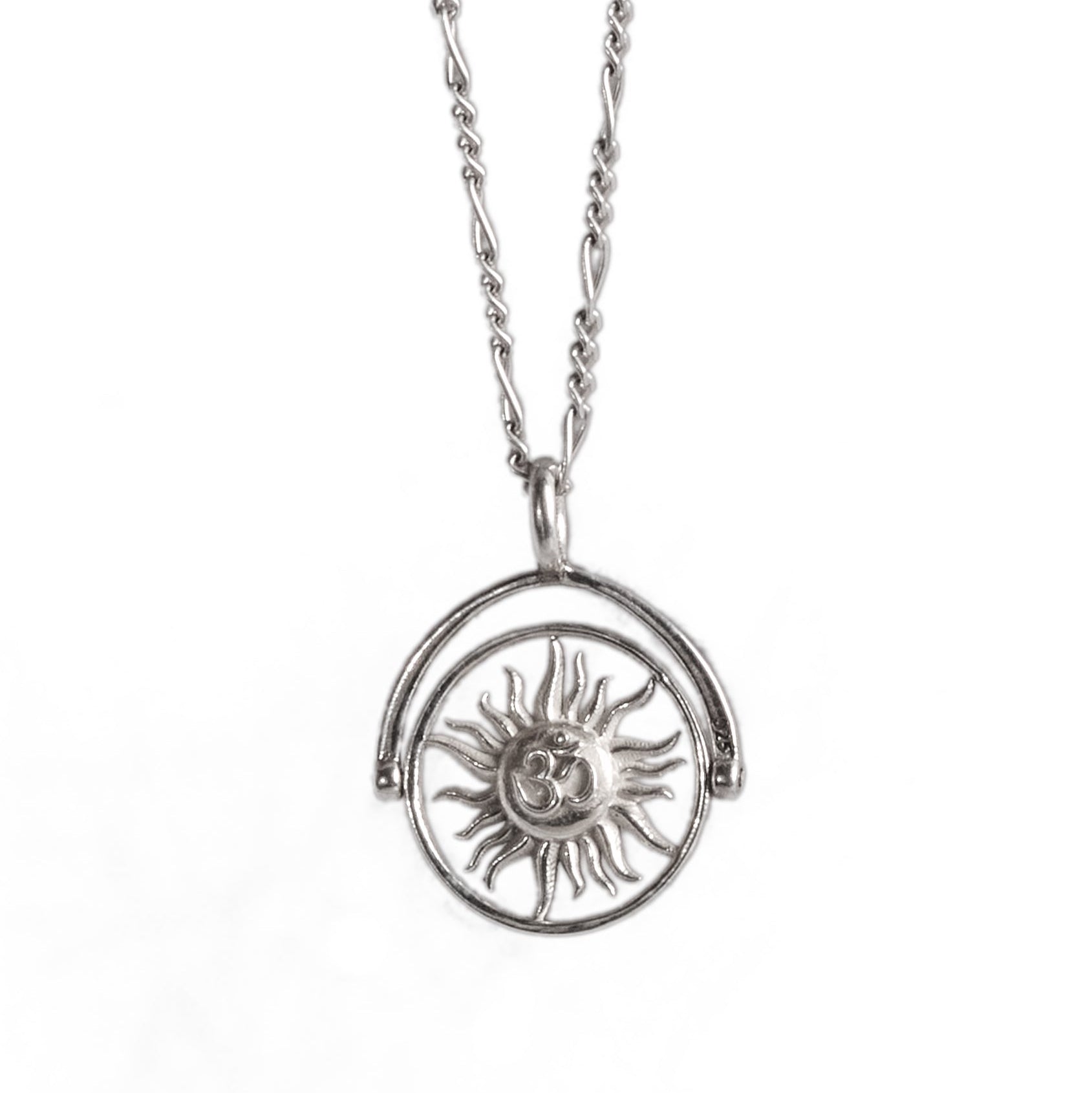 Evil Eye / Om Sun Rotating Pendant (Sterling Silver 925)