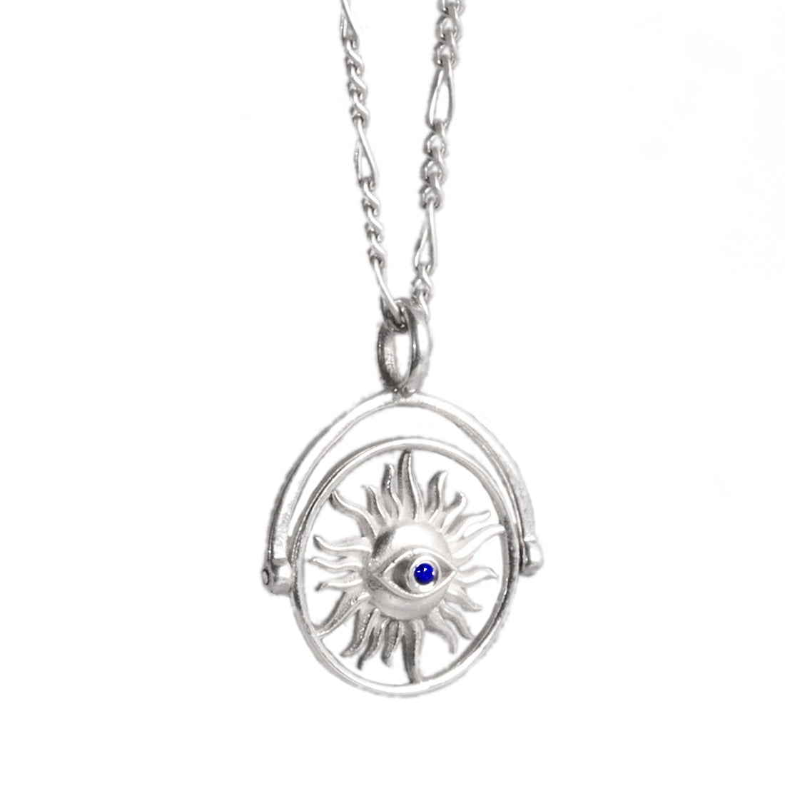 Evil Eye / Om Sun Rotating Pendant (Sterling Silver 925)