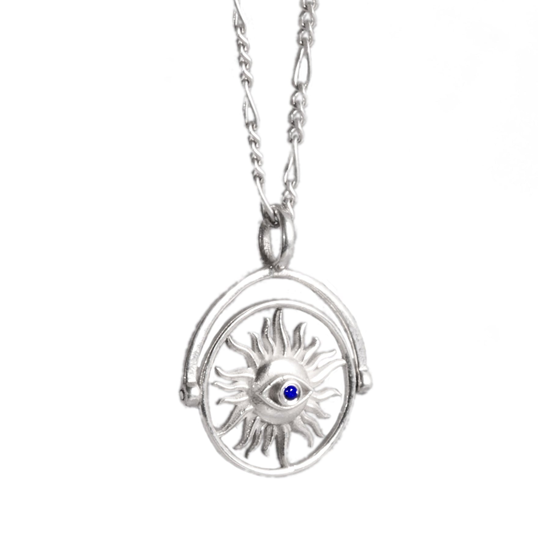 Evil Eye / Om Sun Rotating Pendant (Sterling Silver 925)