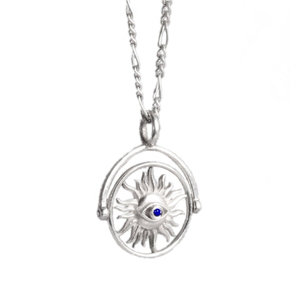 Evil Eye / Om Sun Rotating Pendant (Sterling Silver 925)