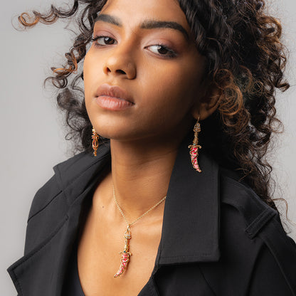 Kirpan Inspired Earrings (Gold &amp; Diamonds)