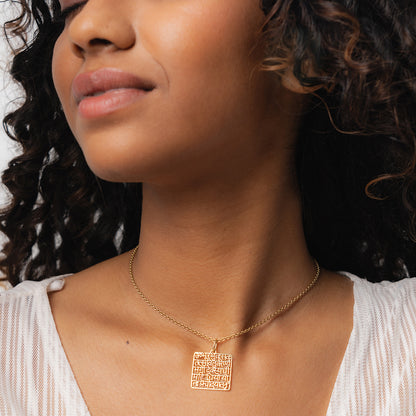 Gayatri Mantra Flat Pendant With Border (GOLD)