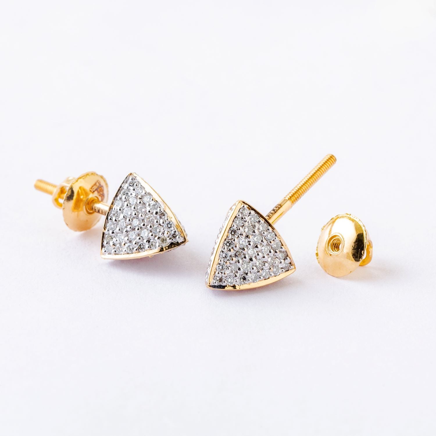 3 Space Collection Ear Studs (Gold &amp; Diamond - 18kt)